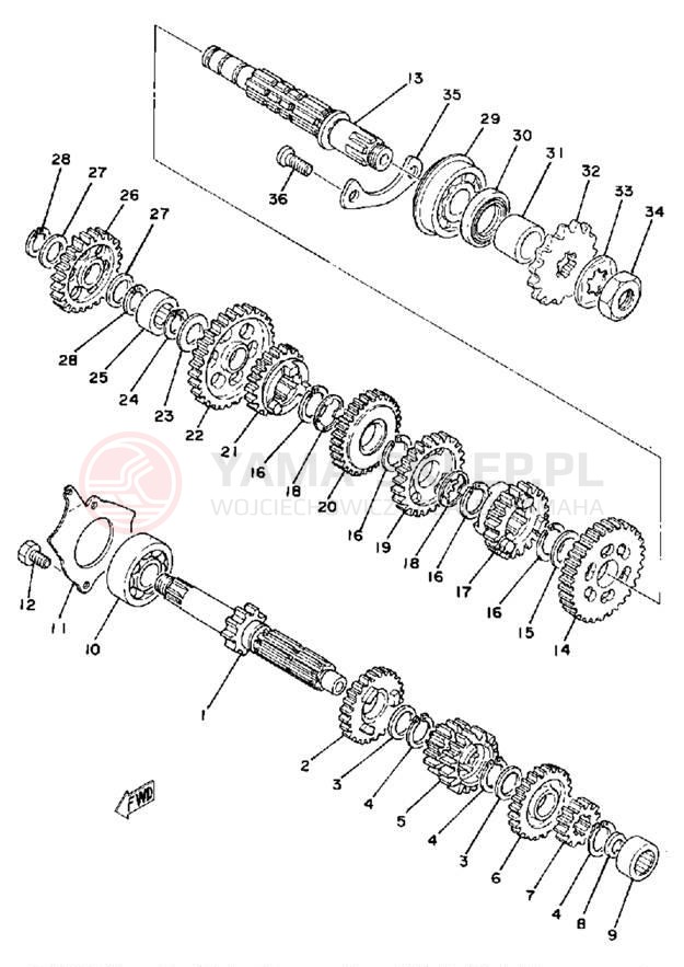 Schemat "Skrzynia biegów " do Yamaha MX175F