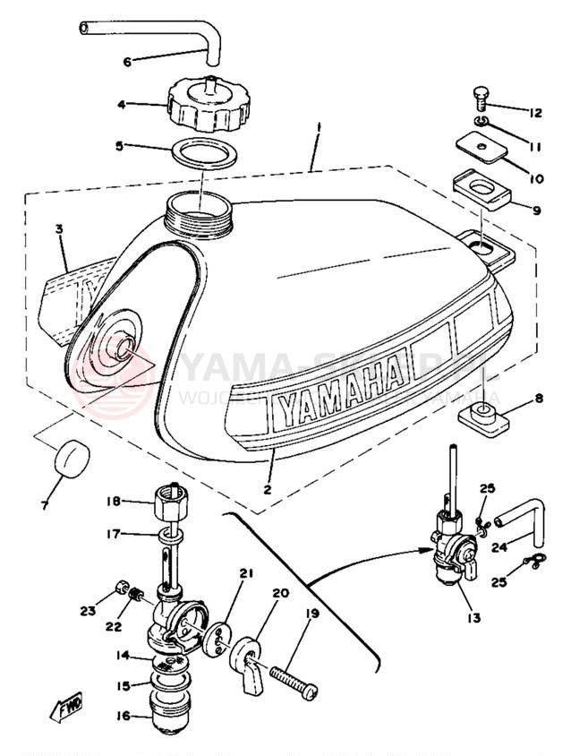 Schemat "zbiornik paliwa" do Yamaha YZ80F
