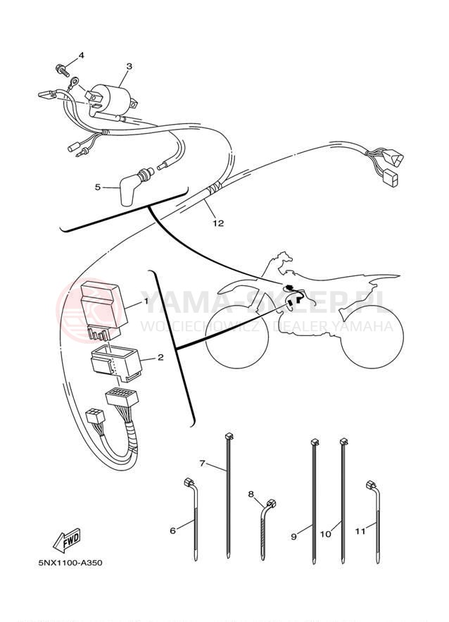 Schemat "układ elektryczny" do Yamaha YZ250 YZ250S1