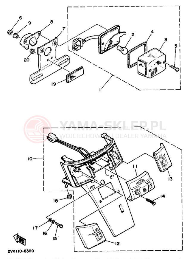 Schemat "lampa tył" do Yamaha JOG CG50W