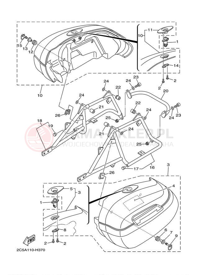 Schemat "Kufry boczne" do Yamaha STRATOLINER XV19CTYCS/XV19CTYS