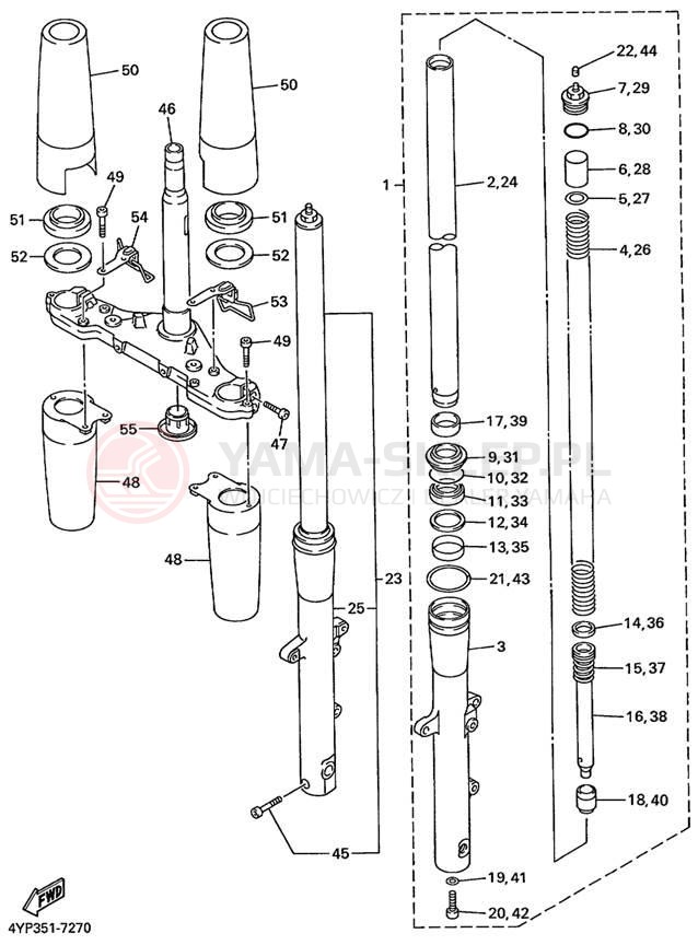 Schemat "Amortyzatory przód" do Yamaha XVZ13ATL/XVZ13ATLC