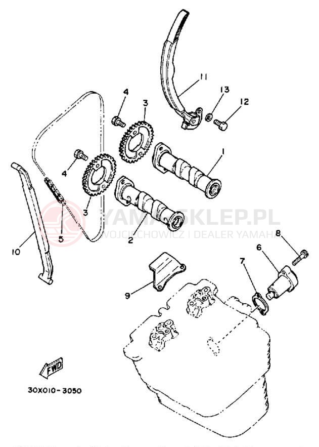 Schemat "Rozrząd - łańcuszek" do Yamaha XT250LC/XT250L