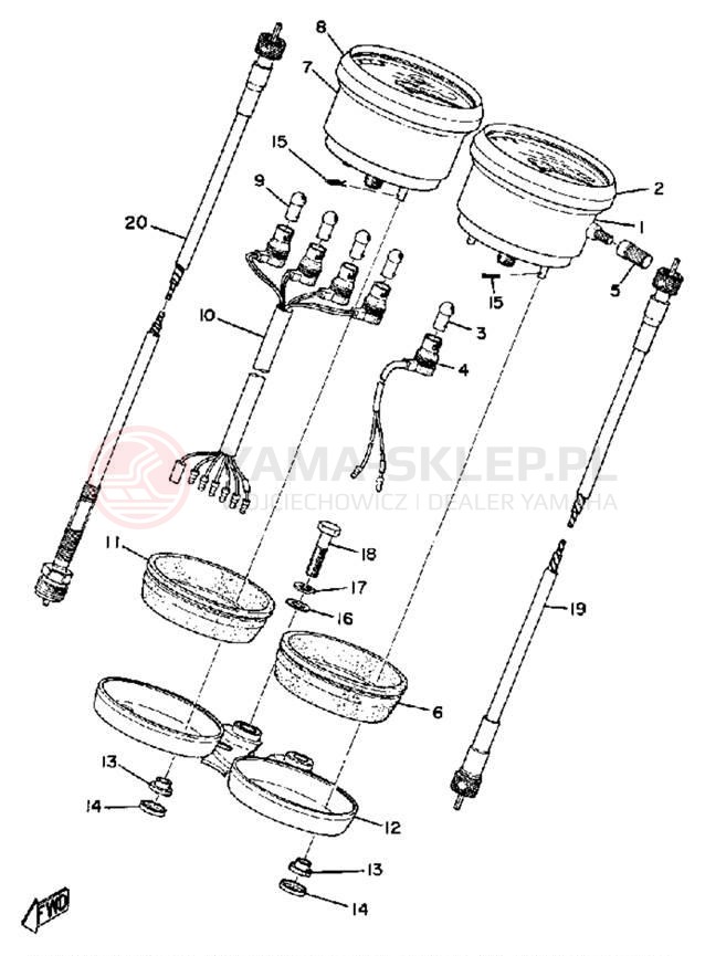 Schemat "Przędkościomierz" do Yamaha DT175A