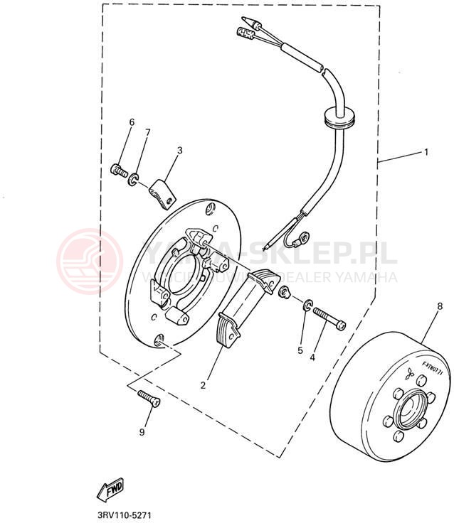 Schemat "prądnica" do Yamaha YZINGER PW80N1