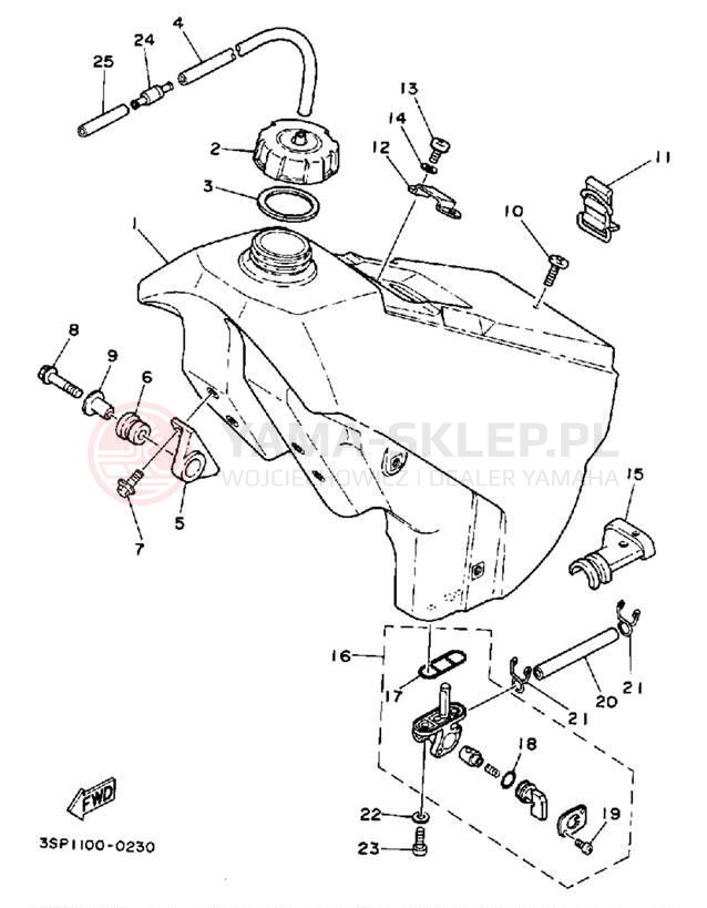 Schemat "zbiornik paliwa" do Yamaha YZ250A