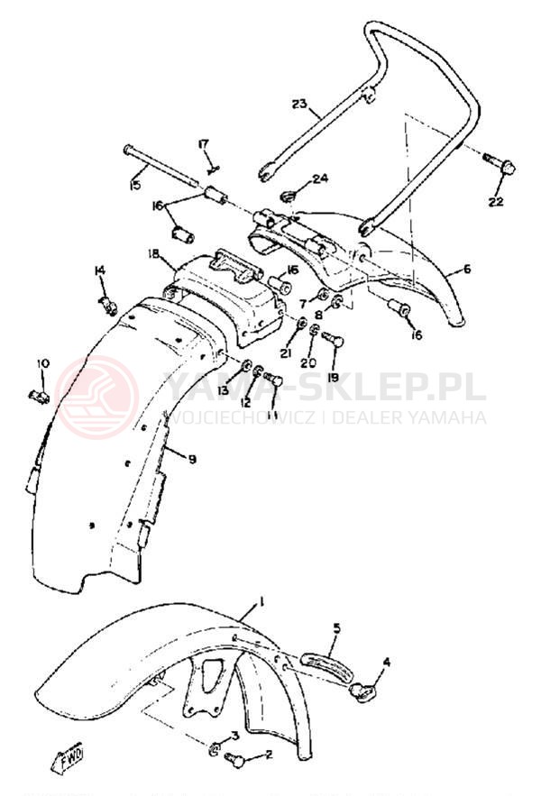 Schemat "Błotniki przód i tył" do Yamaha XS850G