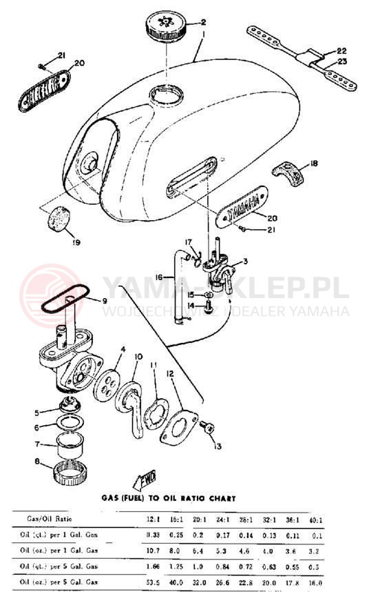 Schemat "zbiornik paliwa" do Yamaha AT1E/AT1M