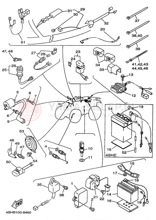Schemat "układ elektryczny" do Yamaha KODIAK 4WD YFM400FWK