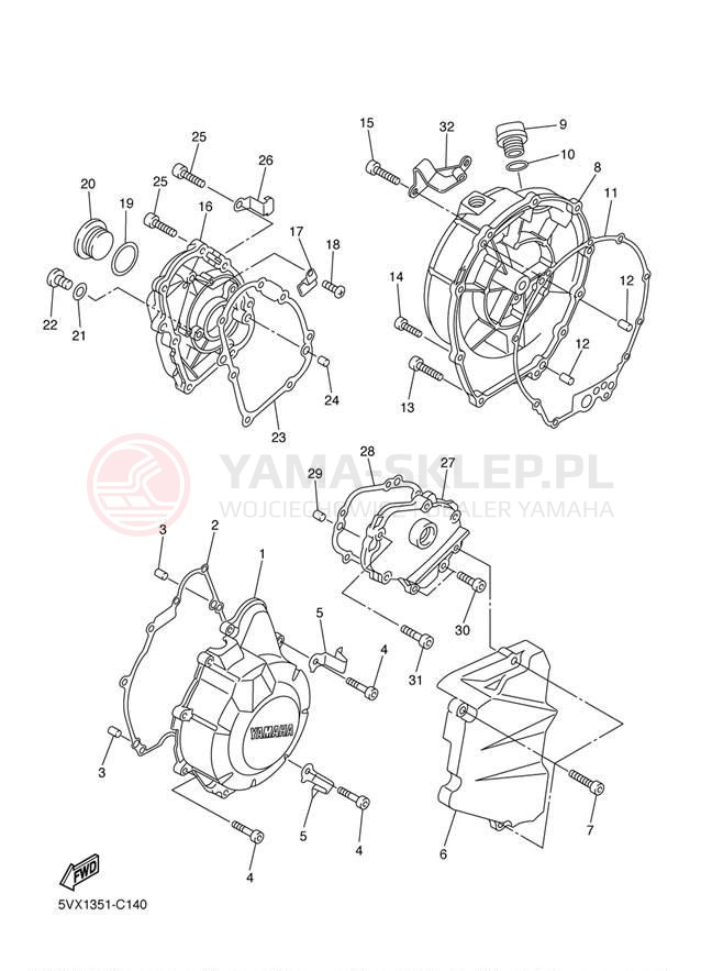 Schemat "Pokrywa silnika" do Yamaha FZ-6 FZS6V/FZS6VC