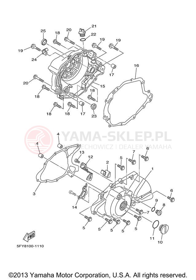 Schemat "Pokrywa silnika" do Yamaha TW200 TW200V/TW200VC