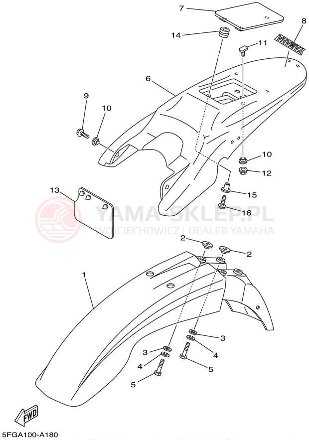 Schemat "błotnik" do Yamaha TTR225 TTR225PC/TTR225P