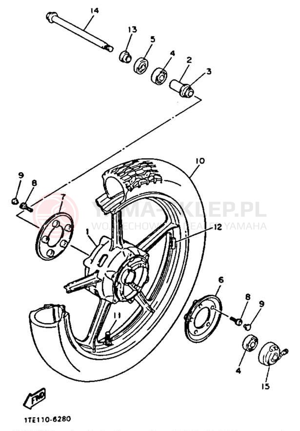 Schemat "Koło przód" do Yamaha VIRAGO 1100 XV1100D/XV1100DC