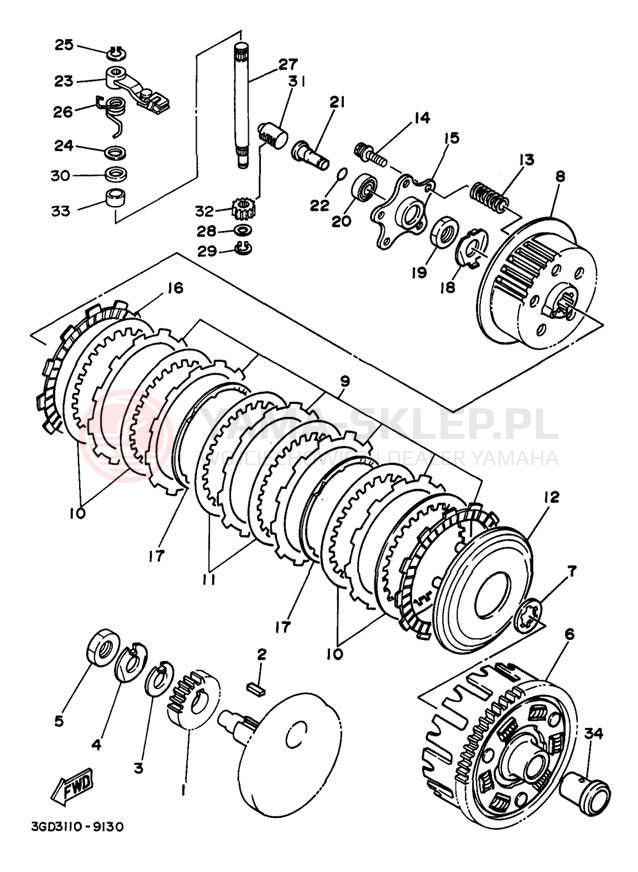 Schemat "sprzęgło" do Yamaha WARRIOR YFM350XKC/YFM350XK