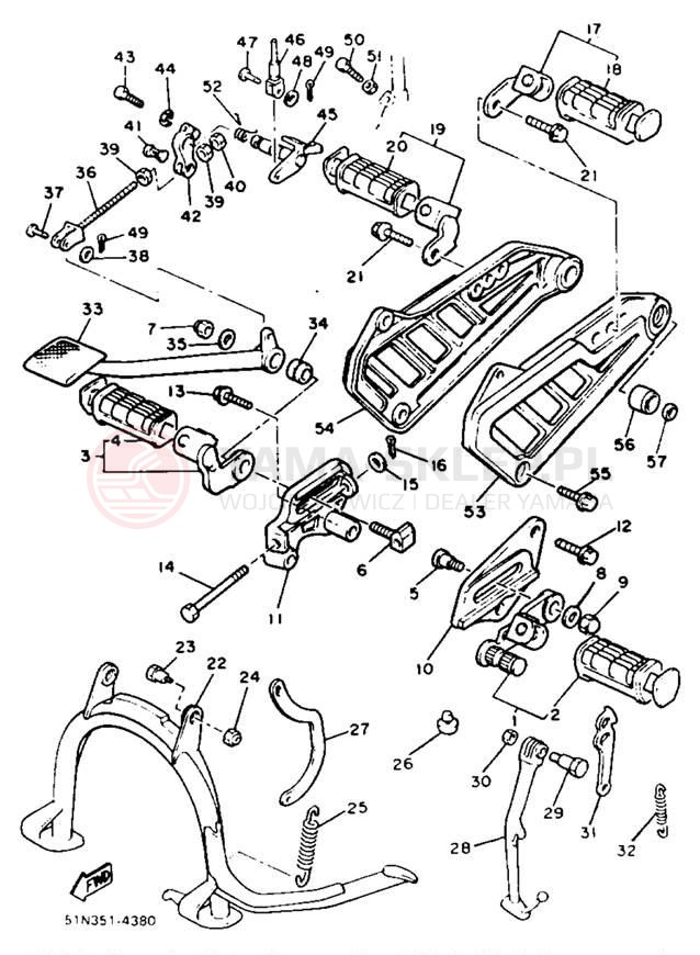Schemat "Stopka postojowa i podnóżki" do Yamaha XVZ12DN