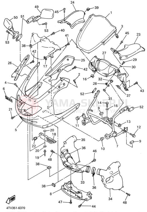 Schemat "elementy nadwozia" do Yamaha YZF600R YZF600RN/YZF600RNC