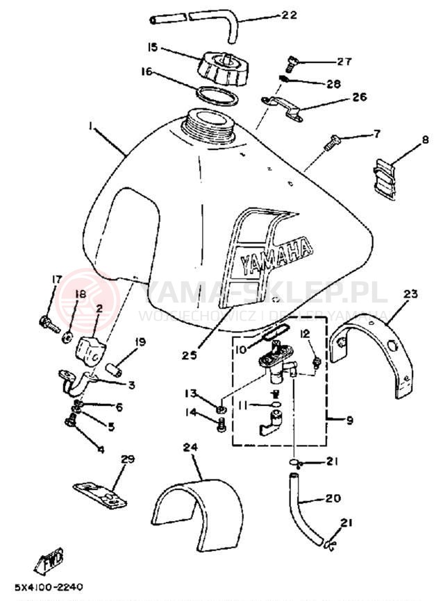 Schemat "zbiornik paliwa" do Yamaha YZ125J