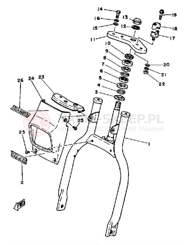 Schemat "Zawieszenie przód" do Yamaha YT125G