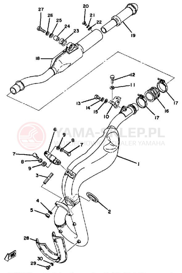Schemat "Wydech końcowy" do Yamaha DT250E/DT400E