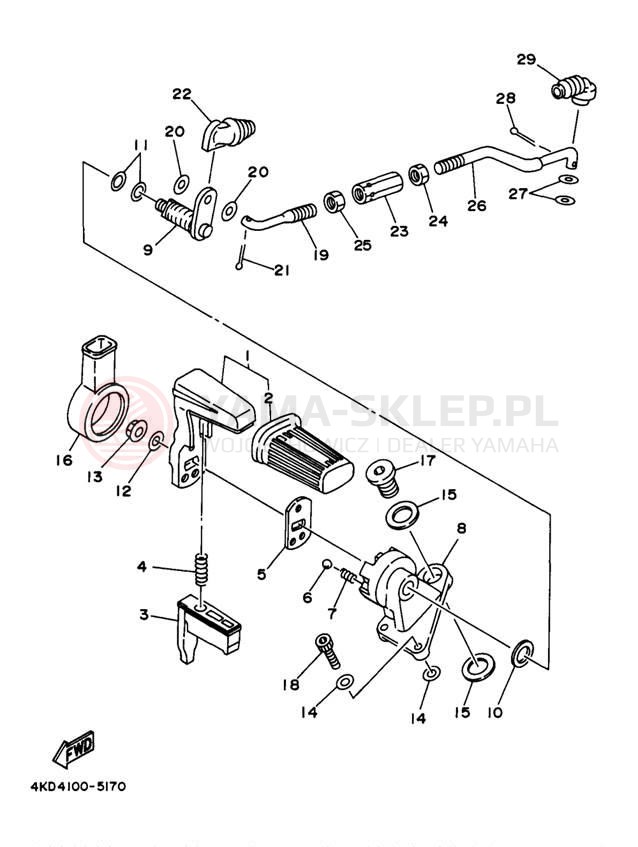 Schemat "dźwignia trybu napędu" do Yamaha TIMBERWOLF 4WD YFB250FWJ