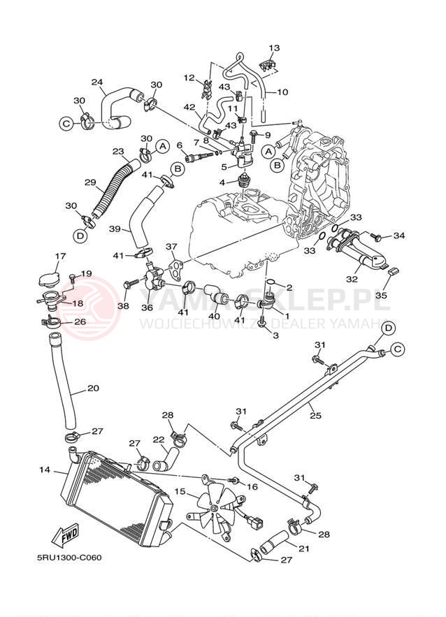 Schemat "Układ chlodzenia" do Yamaha MAJESTY YP400YG