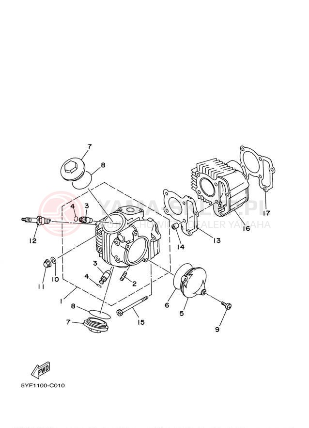 Schemat "cylinder" do Yamaha RAPTOR 50 YFM50S