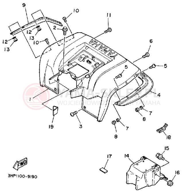 Schemat "Tylny błotnik" do Yamaha MOTO-4 YFM350ERD