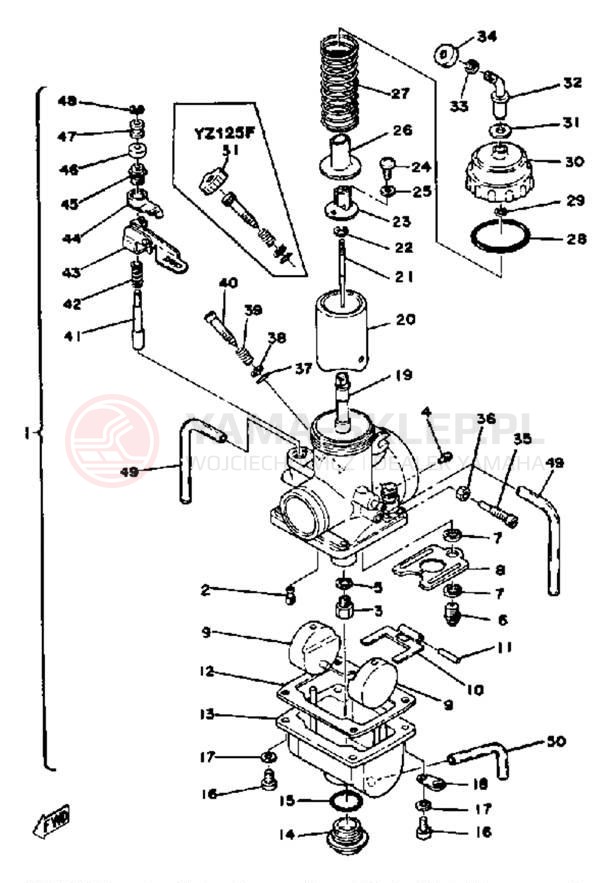 Schemat "Gaźnik" do Yamaha YZ125G