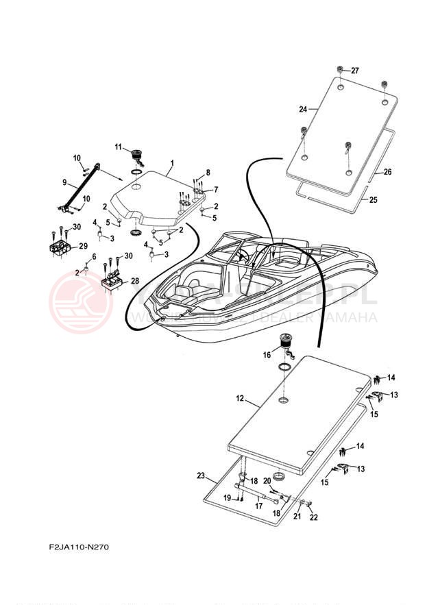 Schemat "DECK HATCH" do Yamaha AR210 LAT1100AN