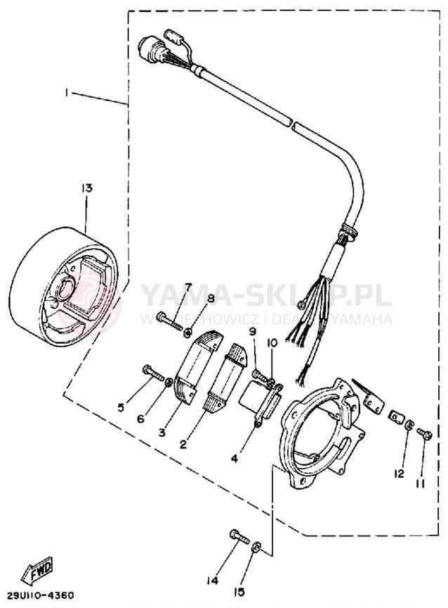 Schemat "prądnica" do Yamaha MOTO-4 YFM200N