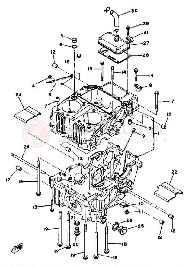 Schemat "Obudowa silnika" do Yamaha XS400 XS400H