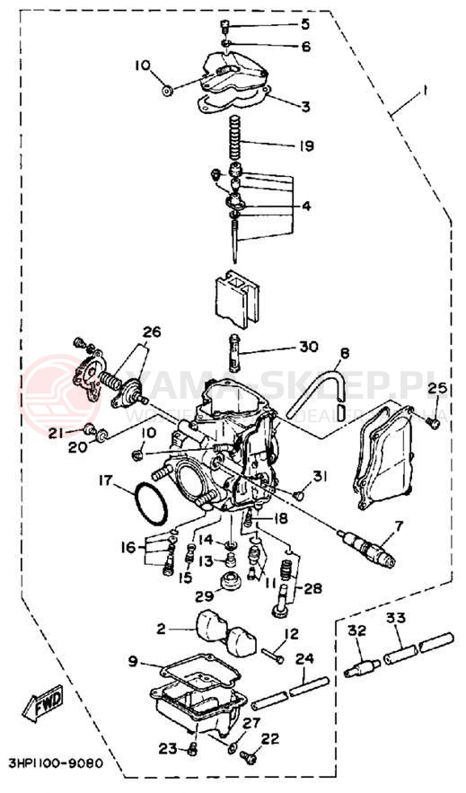 Schemat "Gaźnik" do Yamaha MOTO-4 YFM350ERW