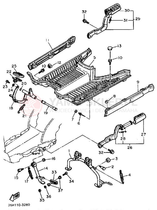 Schemat "Stopka postojowa i podnóżki" do Yamaha RIVA 180 XC180L/XC180LC