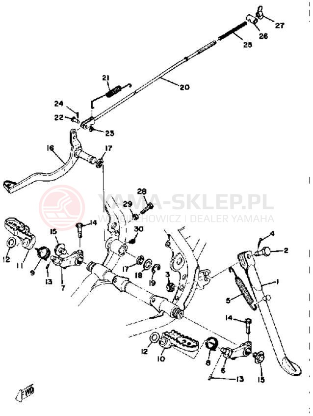 Schemat "Stopka postoj., dźw. Hamulca tył" do Yamaha YZ400E