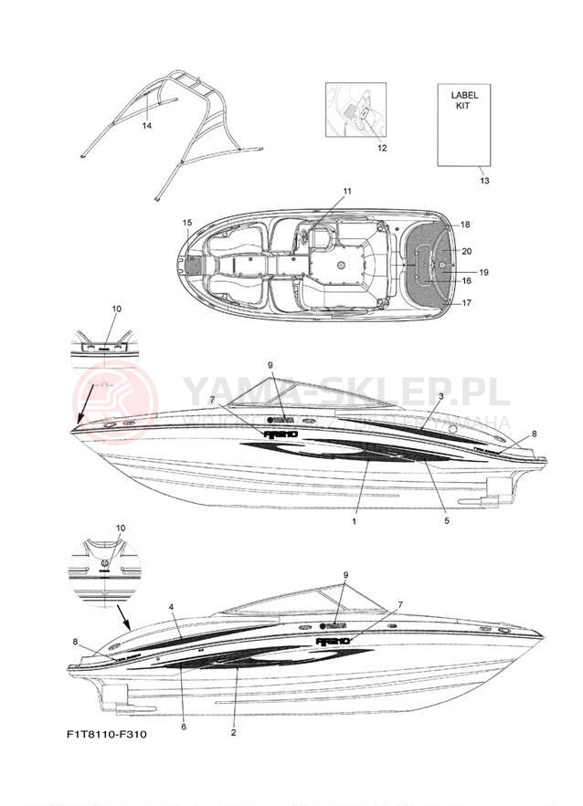 Schemat "naklejki" do Yamaha AR210 FRT1100CF