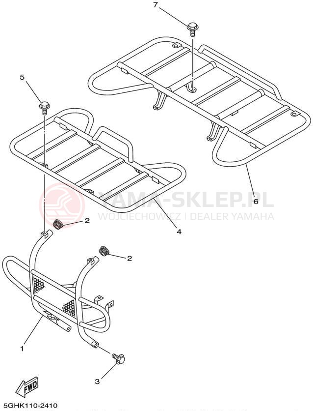 Schemat "osłona / stelaż" do Yamaha KODIAK 4WD YFM400FAP