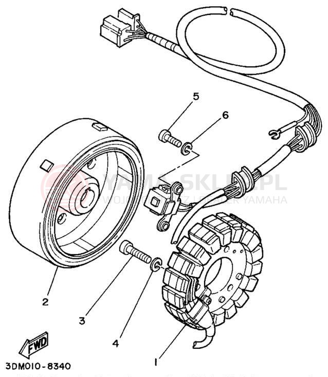 Schemat "prądnica" do Yamaha VIRAGO 250 XV250G/XV250GC