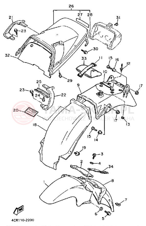 Schemat "błotnik" do Yamaha FJ1200AEC/FJ1200AE
