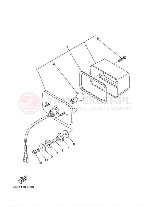 Schemat "lampa tył" do Yamaha BIG BEAR 2WD YFM400MC/YFM400M