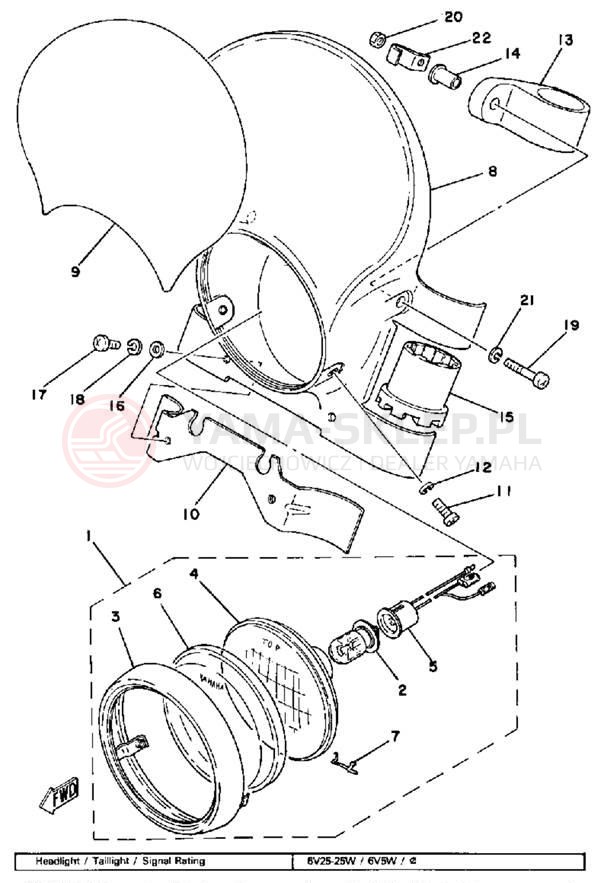 Schemat "Lampa przód" do Yamaha IT175H