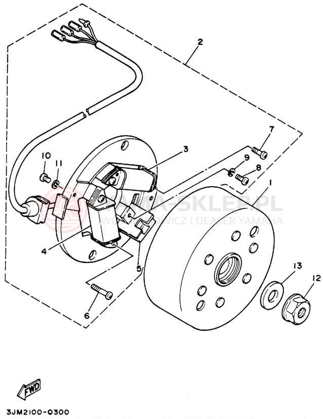 Schemat "prądnica" do Yamaha BLASTER YFS200F