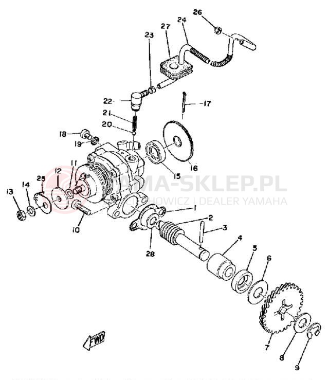 Schemat "Pompa olejowa" do Yamaha RD60A