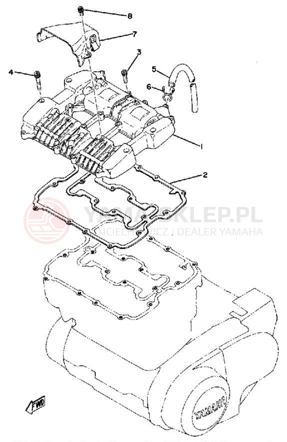 Schemat "Głowica - pokrywa" do Yamaha XS500D