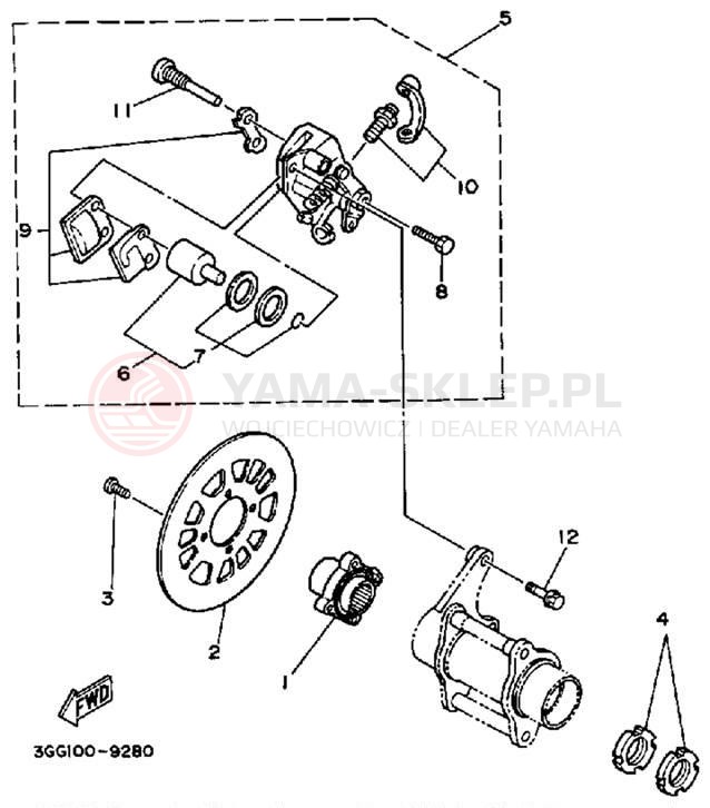Schemat "Zacisk hamulcowy tylny" do Yamaha BANSHEE YFZ350B_MN