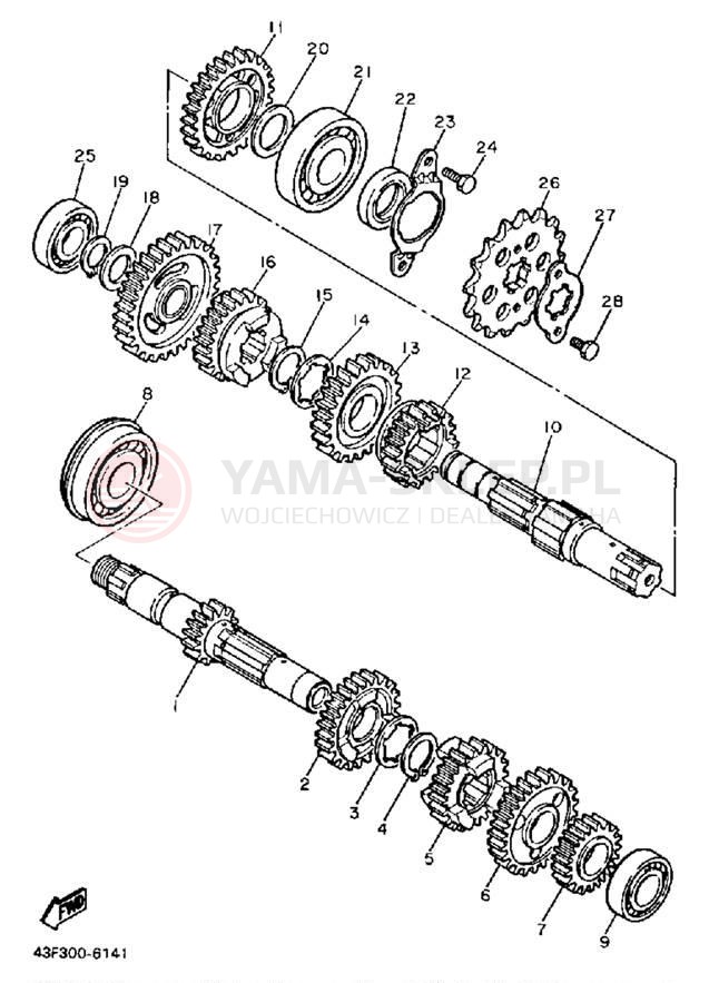 Schemat "Skrzynia biegów " do Yamaha XT600W/XT600WC