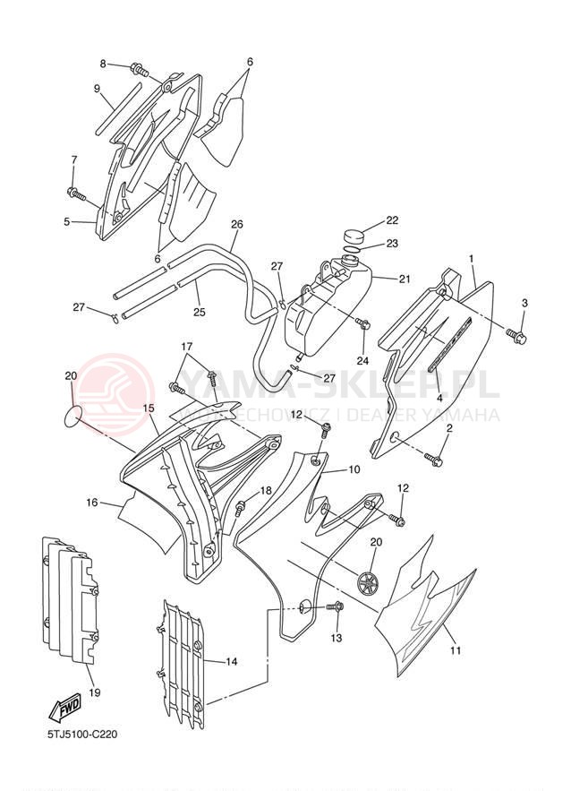 Schemat "Pokrywa boczna" do Yamaha WR450F WR450FS