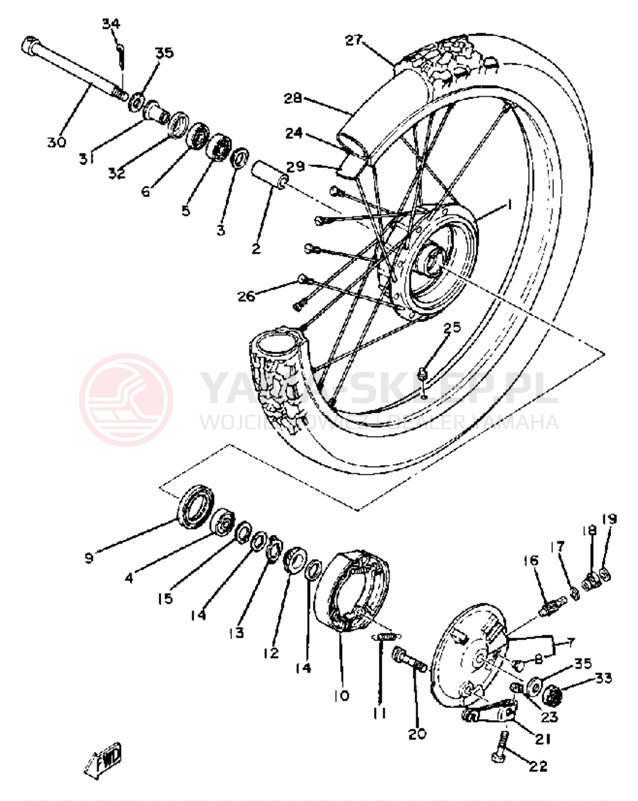 Schemat "Koło przód" do Yamaha XT250H