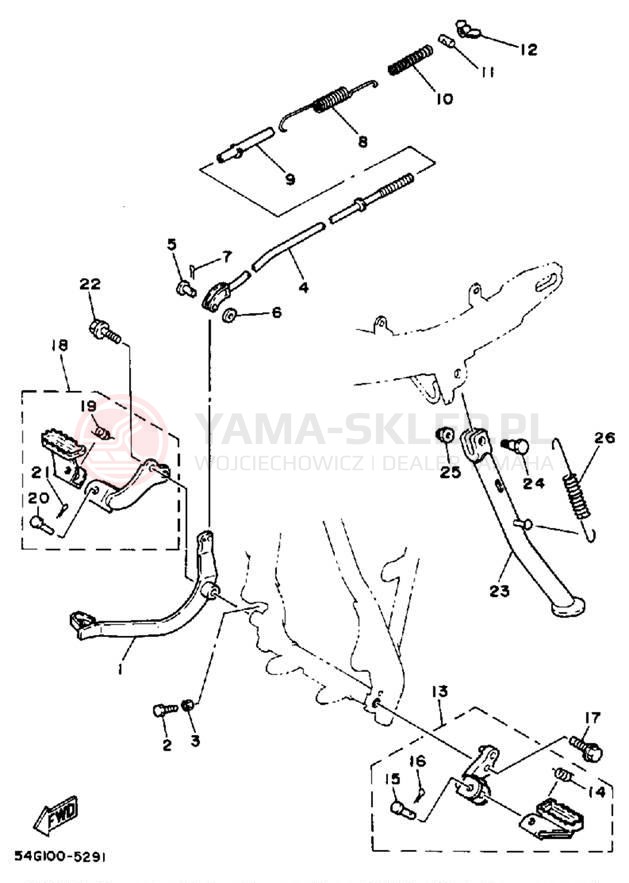 Schemat "Stopka postojowa i podnóżki" do Yamaha BIG WHEEL ELEC START BW200EU