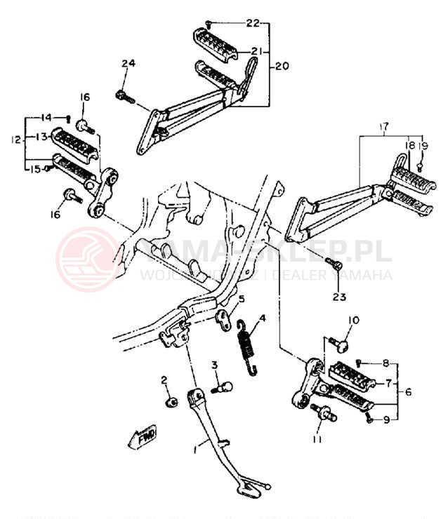 Schemat "Stopka postojowa i podnóżki" do Yamaha SRX600S/SRX600SC