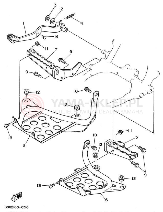 Schemat "Stopka postojowa i podnóżki" do Yamaha BANSHEE YFZ350H_MN